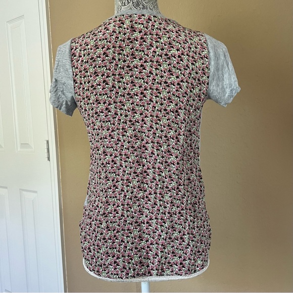 J. Crew Gray and Floral Mixed Medium T Shirt - Picture 3 of 5